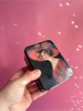 Vintage Tea Tin Victorian Lady Kitchen Storage Organization